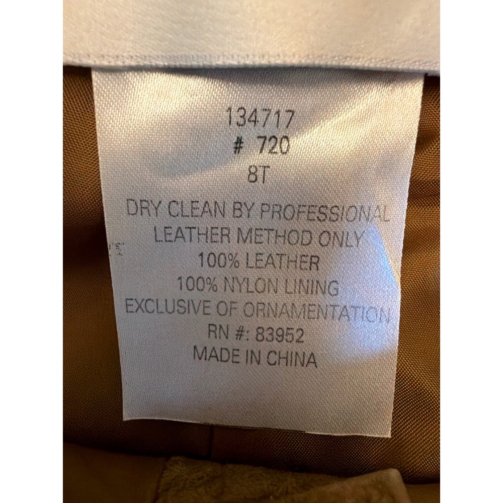 Hugo Buscati Pants Tan Leather Suede Straight Leg High Rise 8T Vintage Style - Picture 4 of 5
